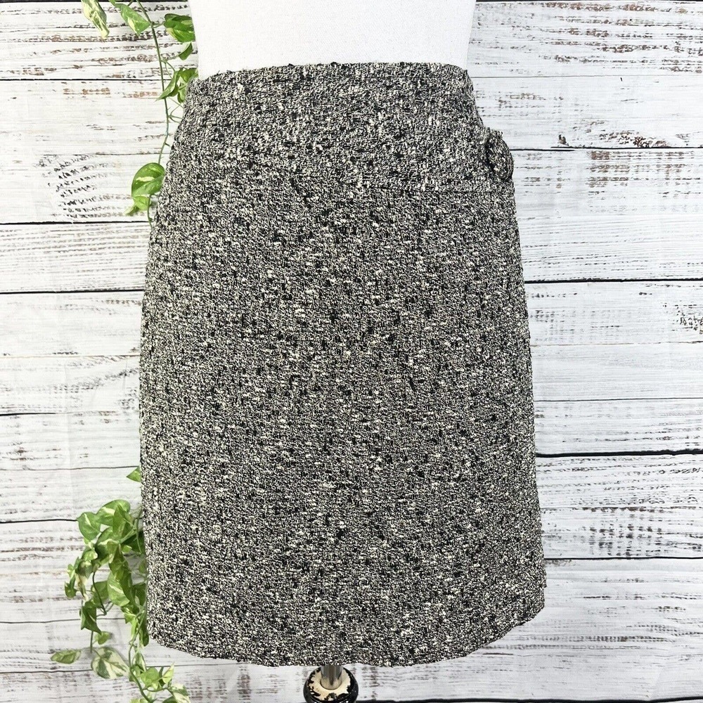INC International Concepts Skirt 8 Silver Black Tweed Wool Wrap Cocktail Slim